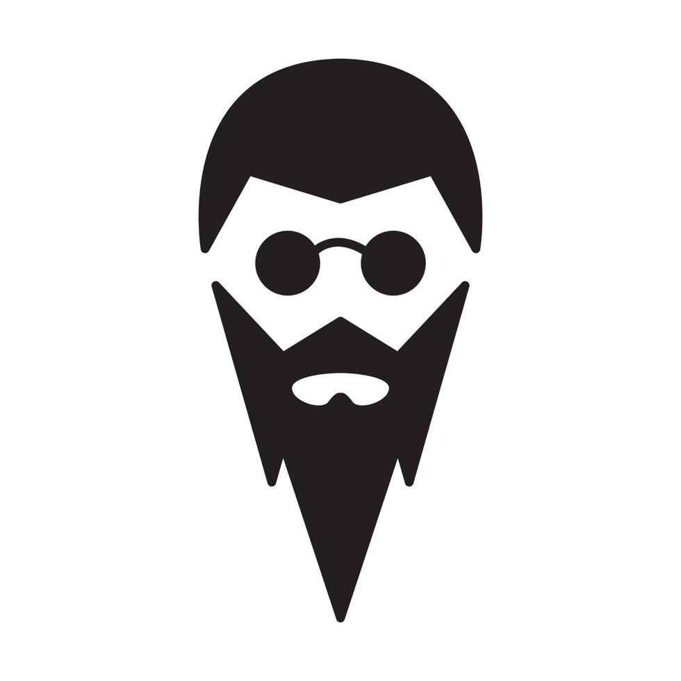 cute head man long beard logo vector symbol icon design illustration