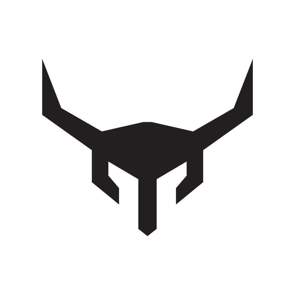 casco espartano con cuerno guerrero negro logotipo símbolo icono vector diseño gráfico ilustración idea creativa