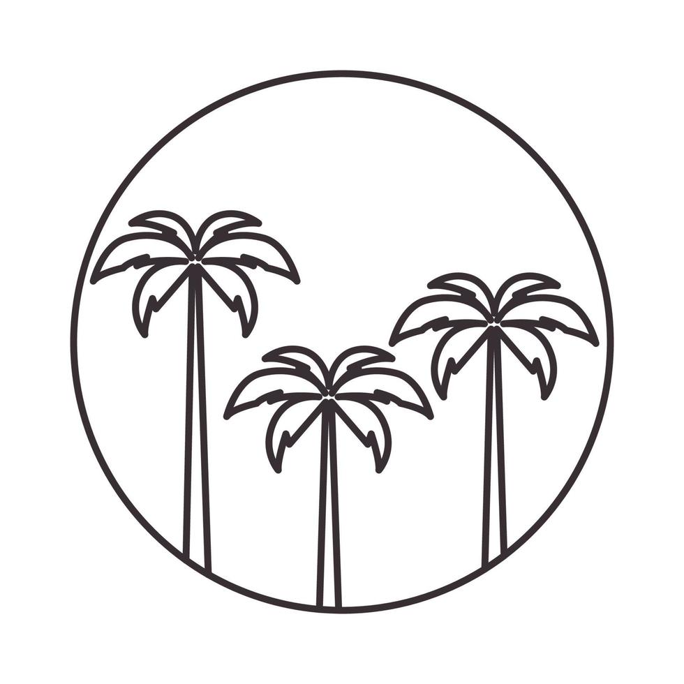 hipster líneas palmera círculo logotipo símbolo vector icono ilustración diseño gráfico