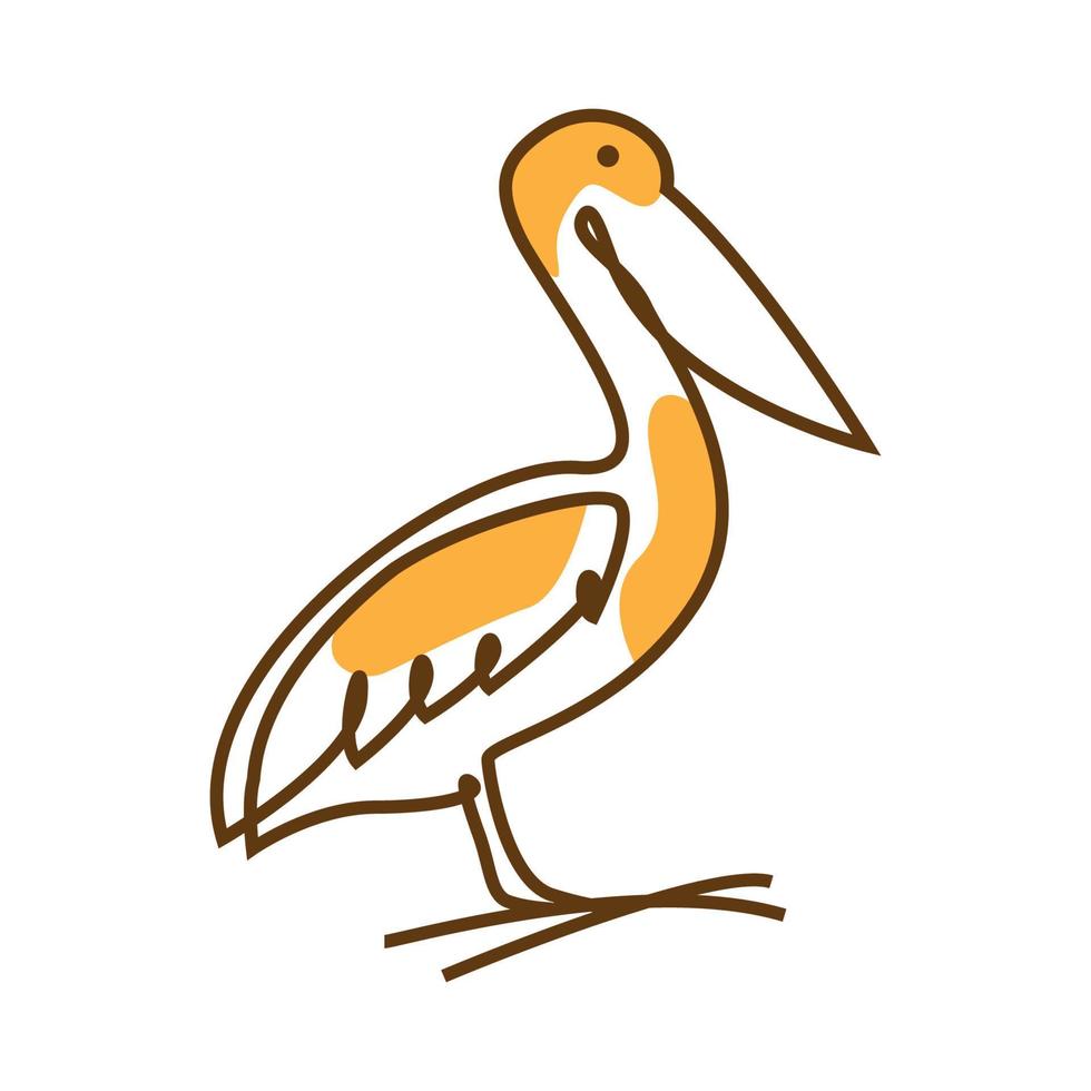 líneas arte abstracto naranja pájaro pelícano logo vector símbolo icono diseño ilustración