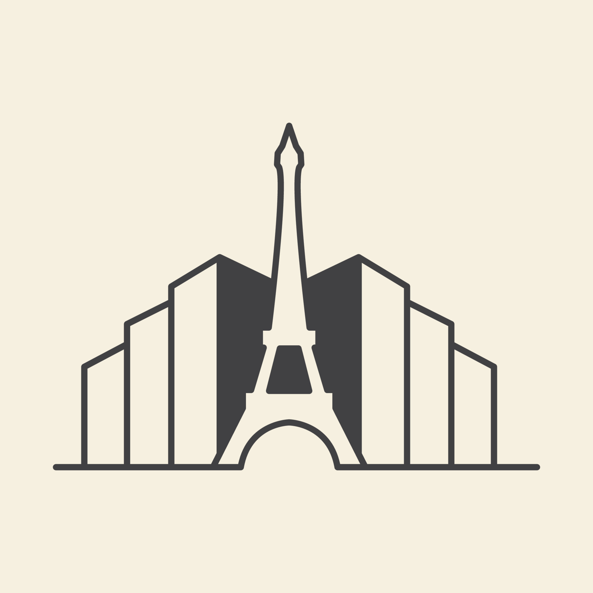 eiffel tower icon over white background, silhouette style, vector