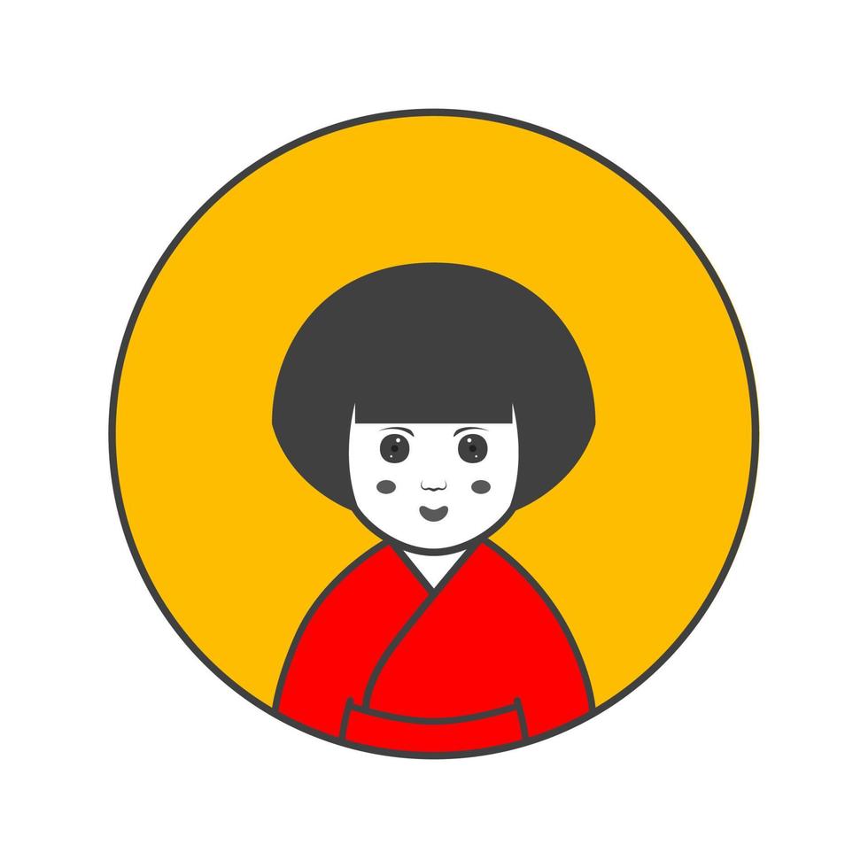 niña linda cara cultura asiática vestido rojo diseño de logotipo vector gráfico símbolo icono signo ilustración creativa id
