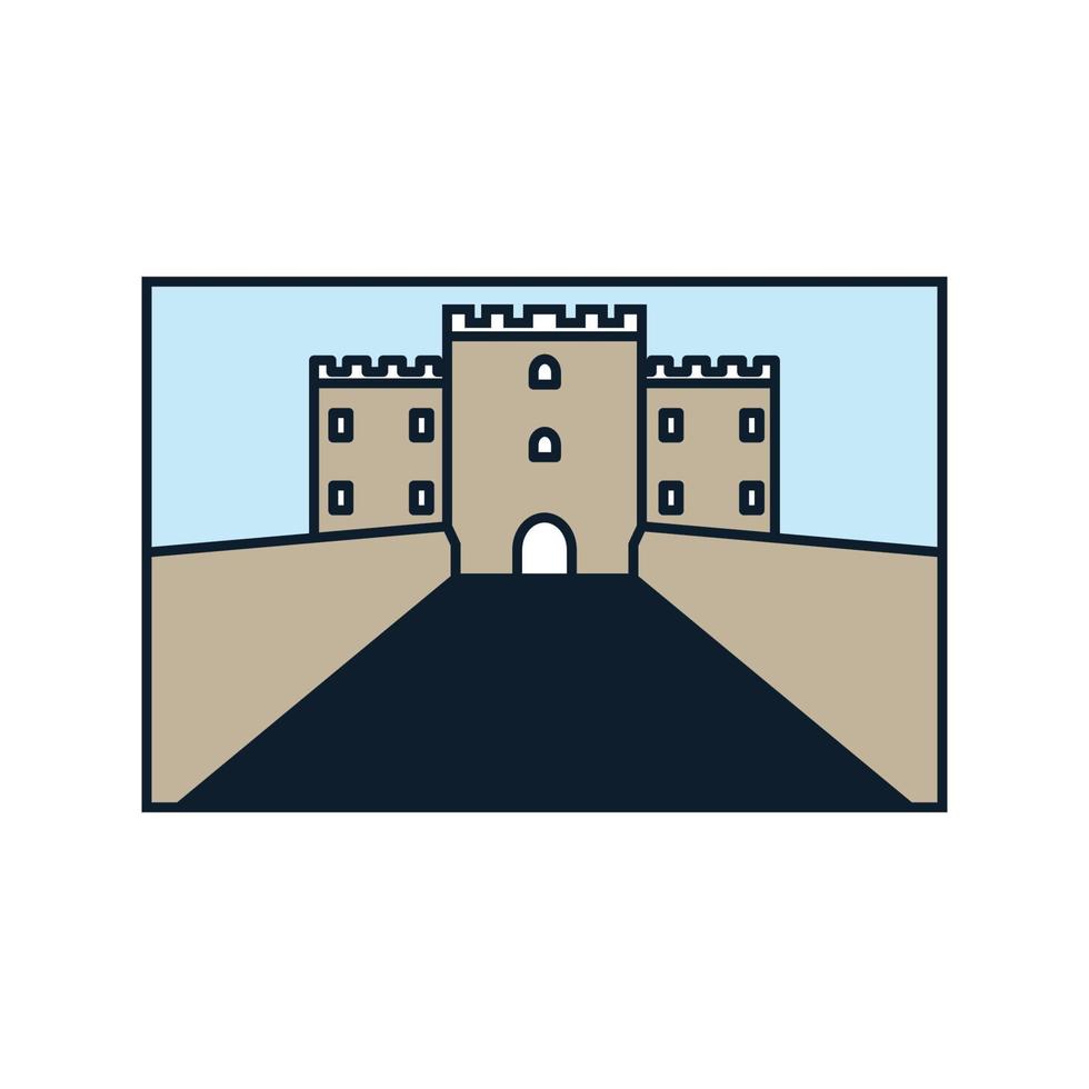 square frame castle modern logo vector icon illustration