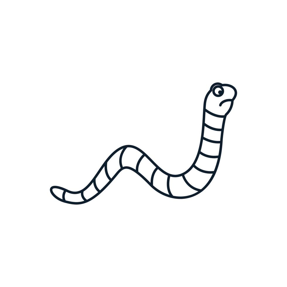 diseño de ilustración de icono de vector de logotipo de contorno de arte de línea lindo gusano