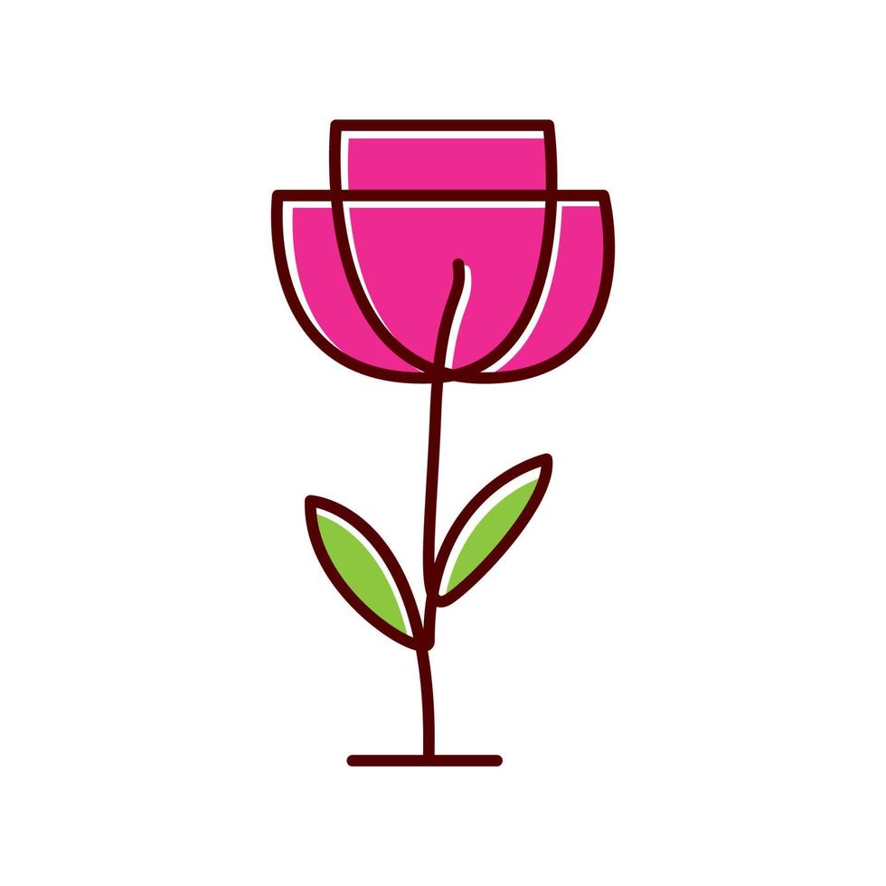 fresh rose flower lines art colorful logo design vector symbol icon illustration