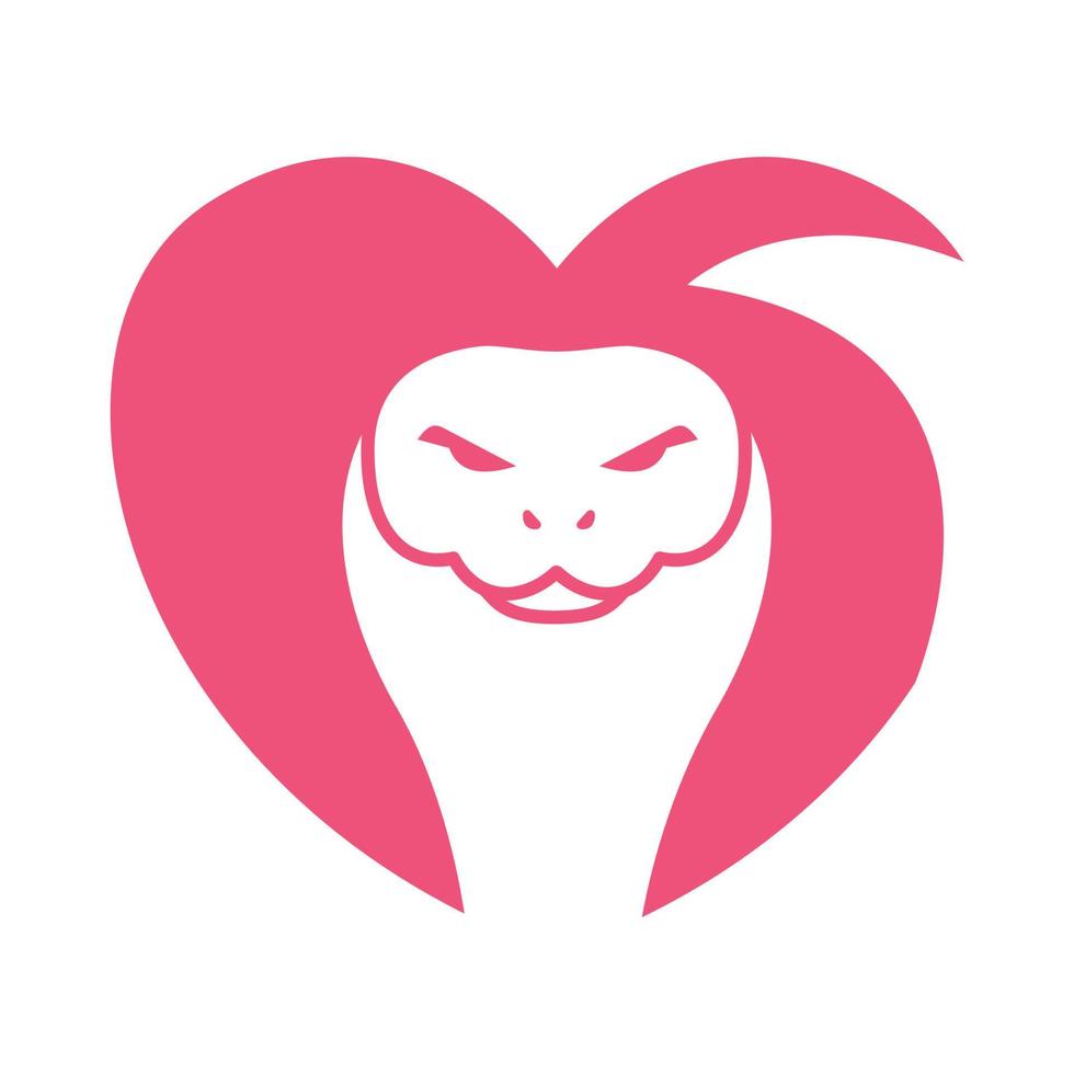 snake cobra with love shape logo vector symbol icon design illustration