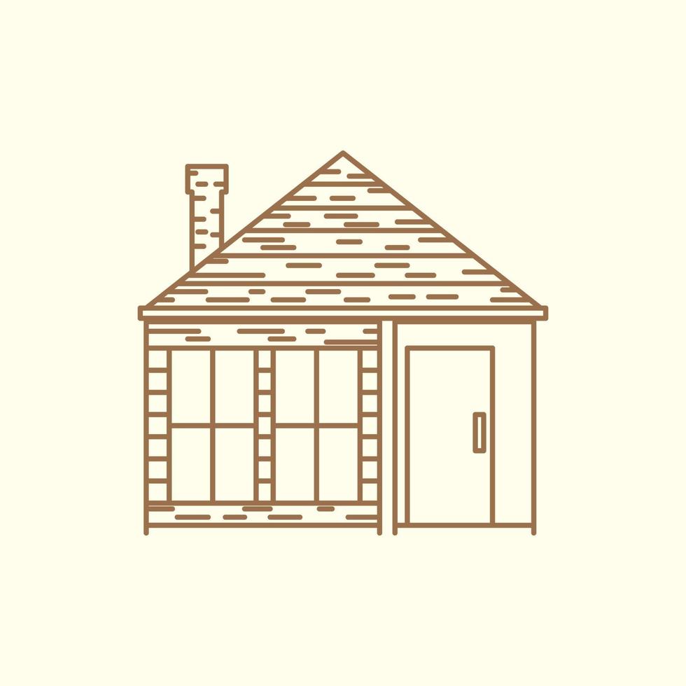 home or house cottage wood line vintage simple logo vector icon illustration design