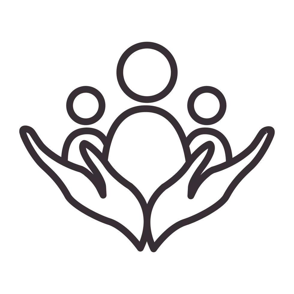 line hand pray with community charity logo vector symbol icon design illustration