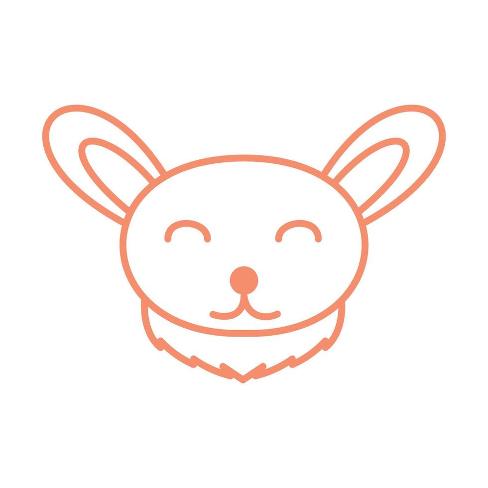 rabbit or bunny line art outline cute cartoon smile logo vector  illustration design