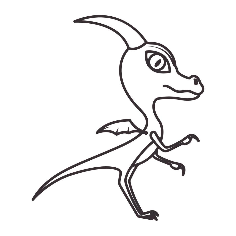 cartoon little dragon lines cute logo symbol icon vector graphic design illustration