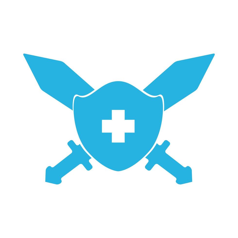 shield with sword and health cross logo symbol vector icon illustration design