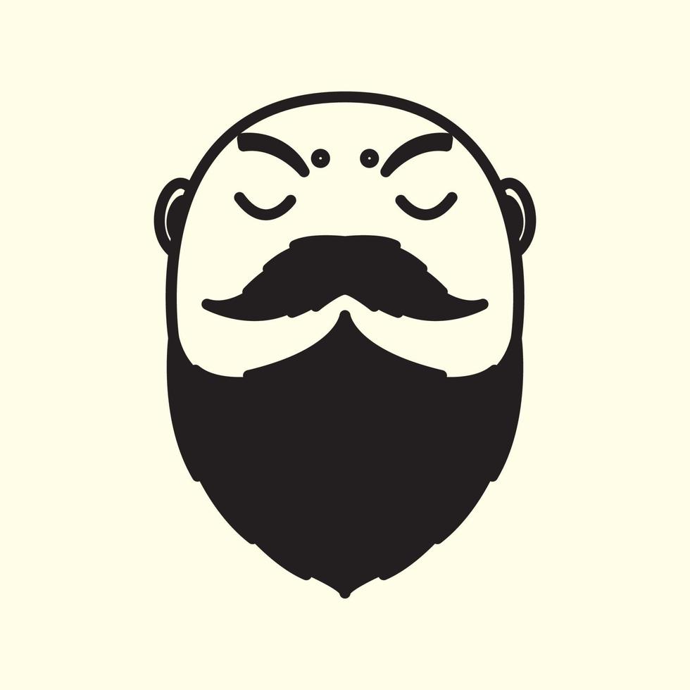 japan master with beard face logo vector icon design illustration