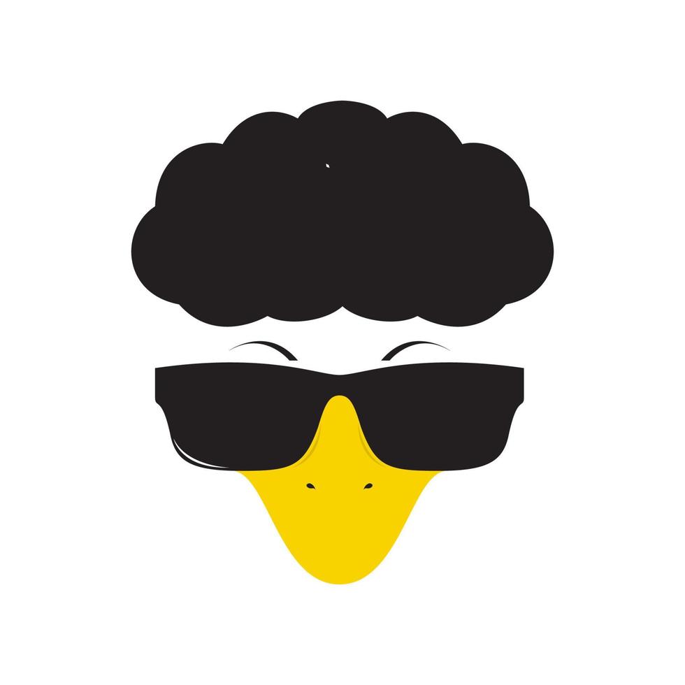 dibujos animados lindo pato fresco con gafas de sol diseño de logotipo vector gráfico símbolo icono signo ilustración idea creativa