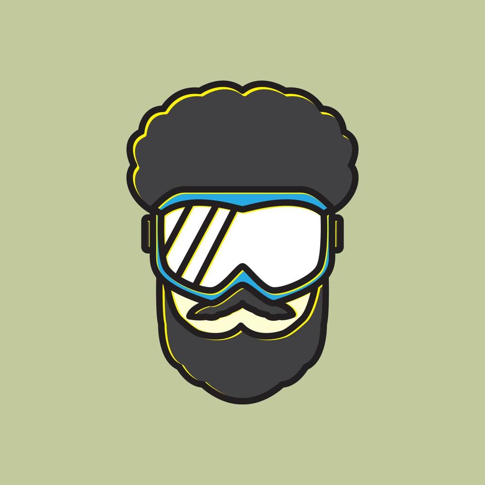 cabeza de hombre con deportes de invierno diseño de logotipo vintage vector icono símbolo ilustración