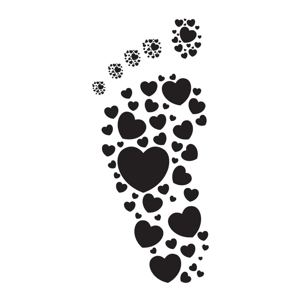 Plantas de los pies con forma de amor símbolo del logotipo icono vectorial ilustración diseño gráfico vector