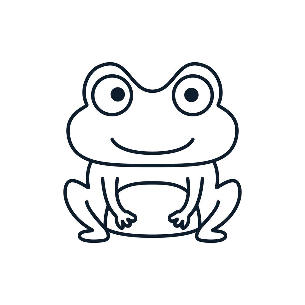 frog or toad line smile cute cartoon logo icon illustration vector