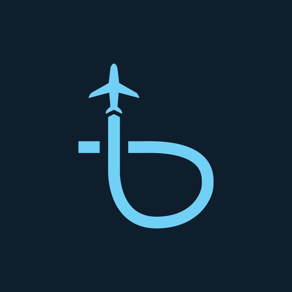 letter B  line with airplane fly  logo icon vector illustration design