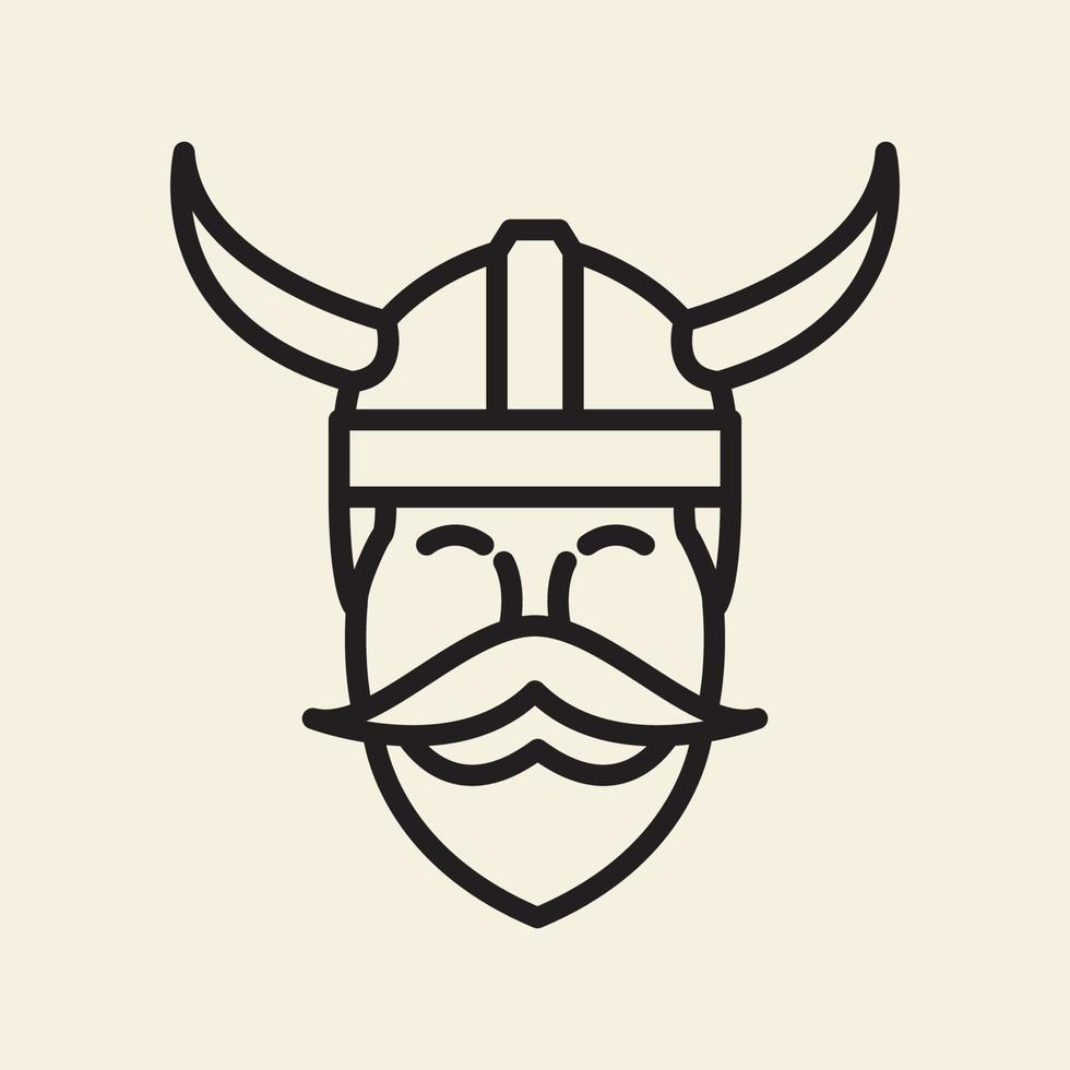 viking man line vintage simple logo design vector