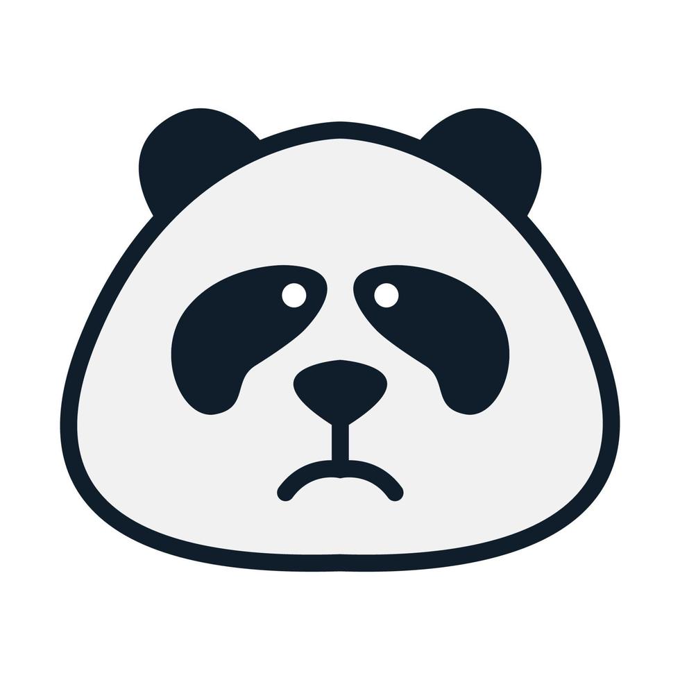 cute face panda sad or angry logo icon vector illustration
