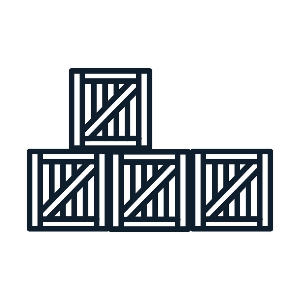 Ilustración de icono de vector de logotipo vintage de almacén de caja de madera de caja