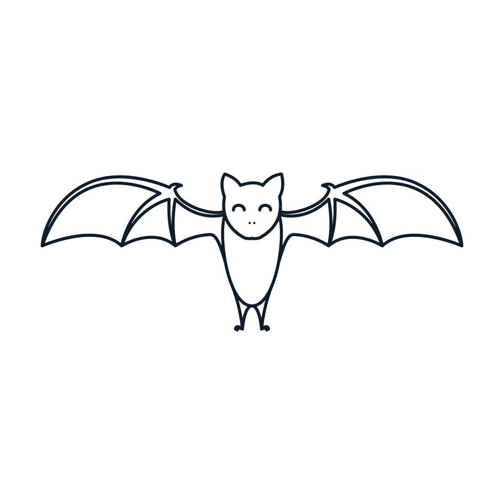 small bat cute  line art outline logo vector  illustration design