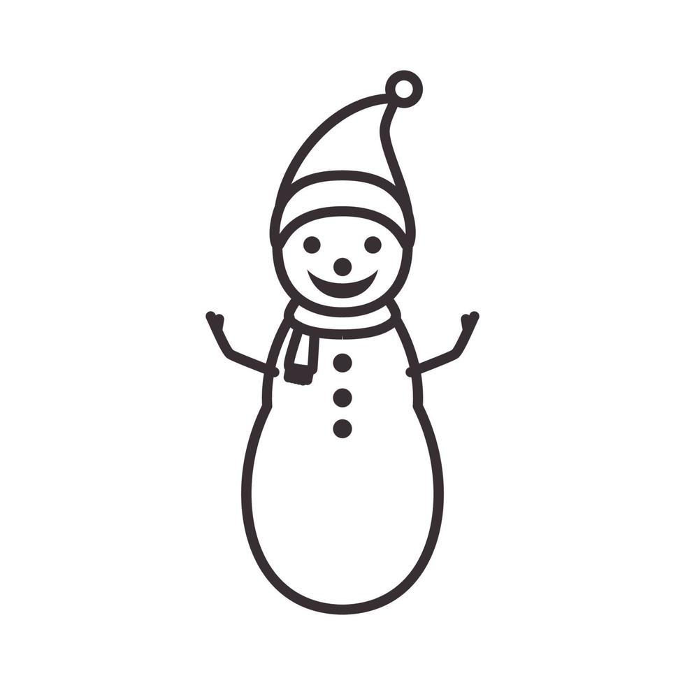 muñeco de nieve líneas feliz sombrero logo vector símbolo icono diseño ilustración