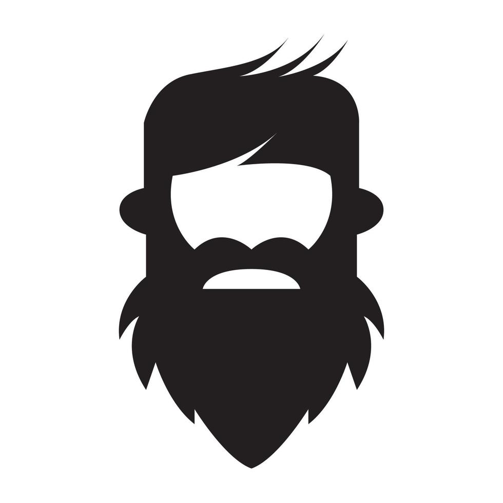 silueta cara hombre fresco con barba bigote diseño de logotipo vector gráfico símbolo icono signo ilustración idea creativa