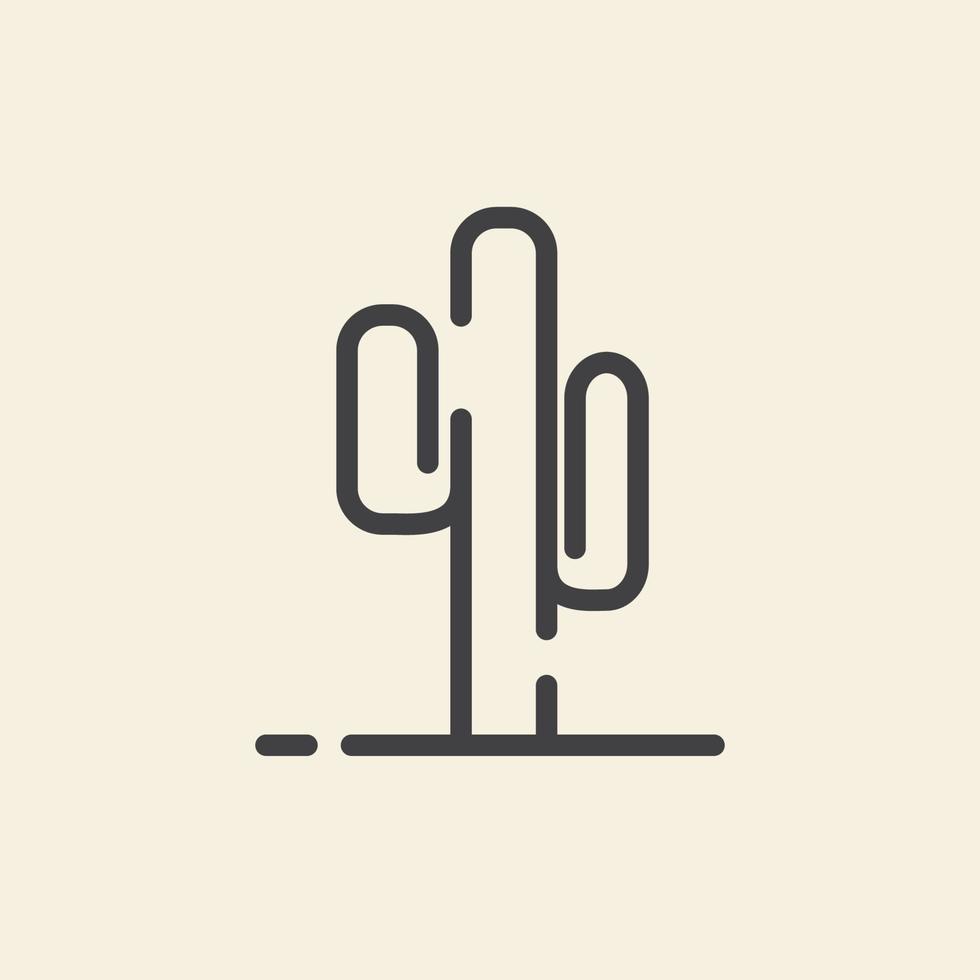 líneas de cactus simples logotipo de planta vector icono símbolo diseño gráfico ilustración