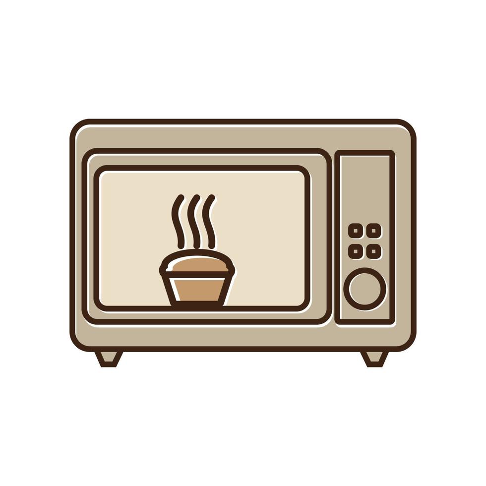 microondas con pastel logo diseño vector icono símbolo ilustración