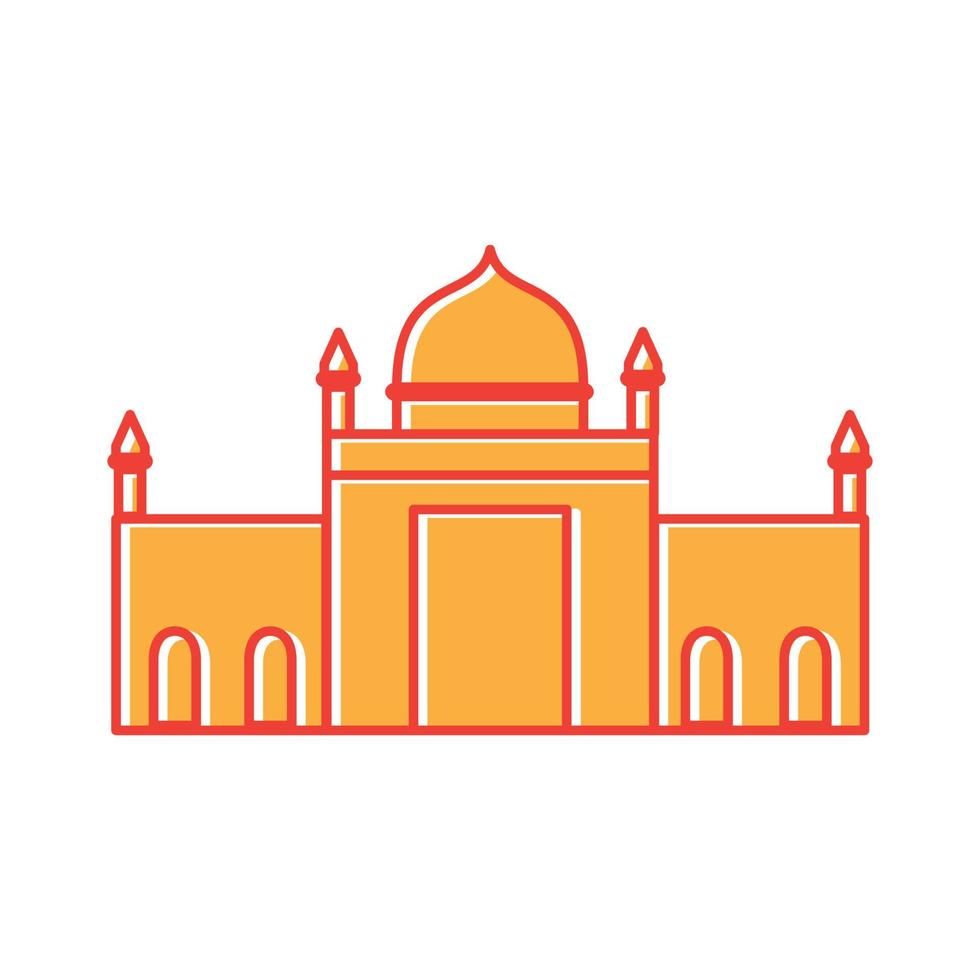 diseño de ilustración de icono de vector de logotipo moderno de línea de cúpula de mezquita islámica de arquitectura de edificio abstracto
