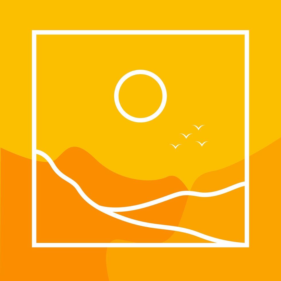 abstract yellow orange with desert cliff sunset logo design vector graphic symbol icon sign illustration creative idea
