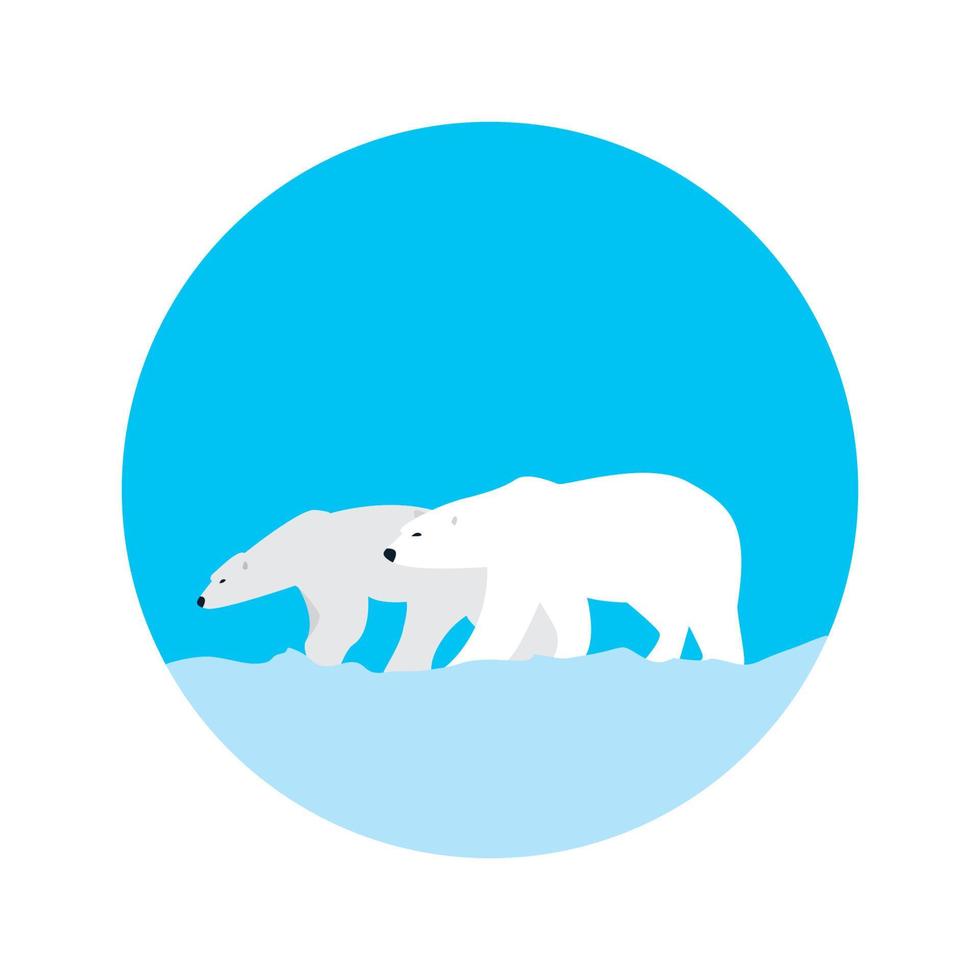 oso polar con círculo de iceberg logotipo abstracto vector icono ilustración diseño