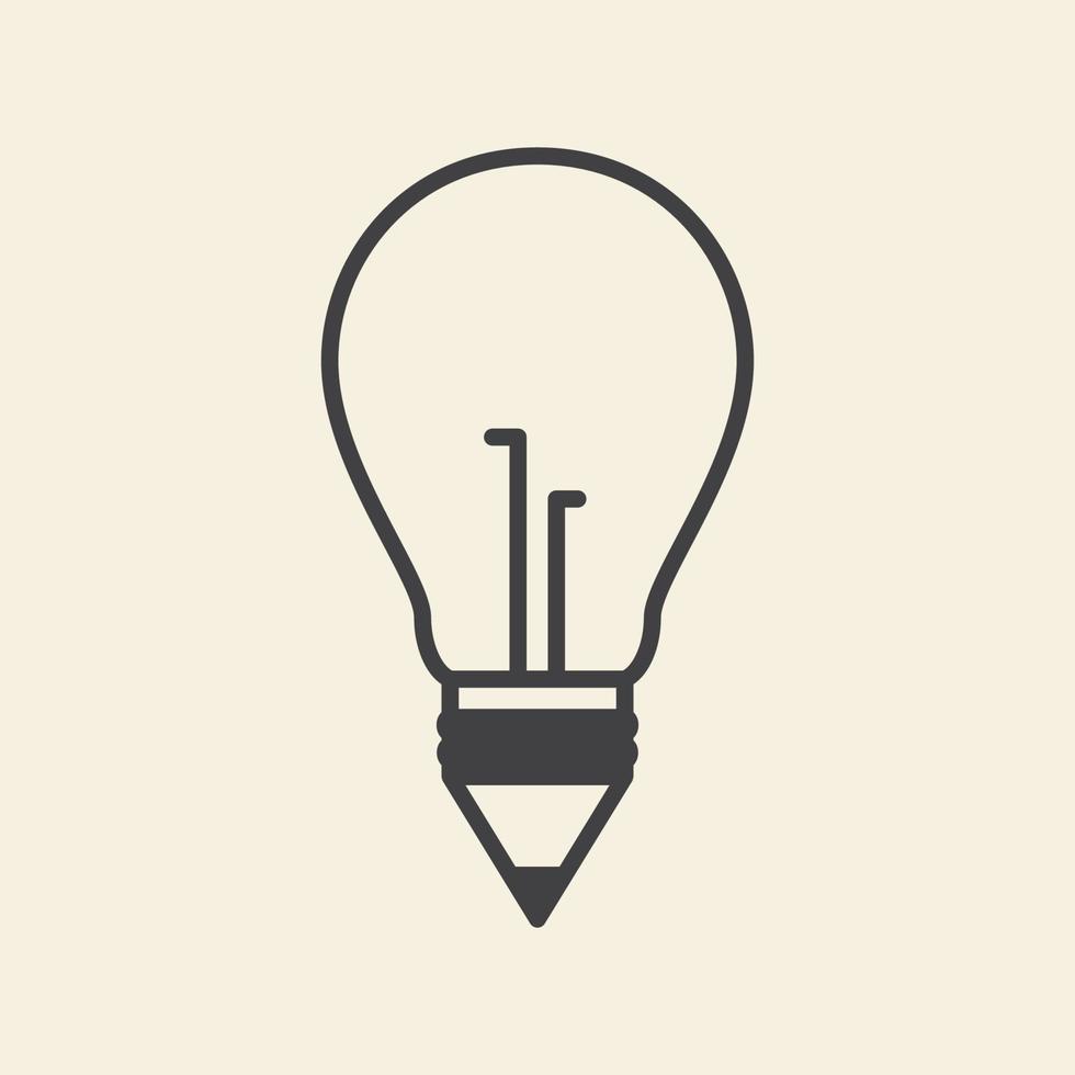 lamp light ideas with pencil lines logo vector icon symbol graphic design illustration