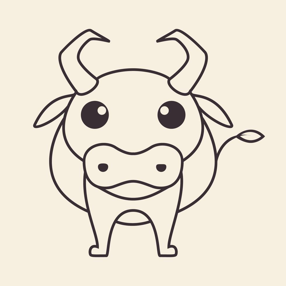cute fat cow lines logo design vector graphic symbol icon sign illustration creative idea