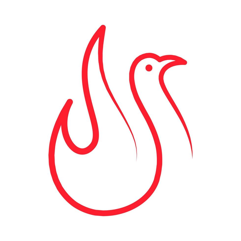 cisne minimalista con fuego logotipo símbolo icono vector diseño gráfico ilustración idea creativa