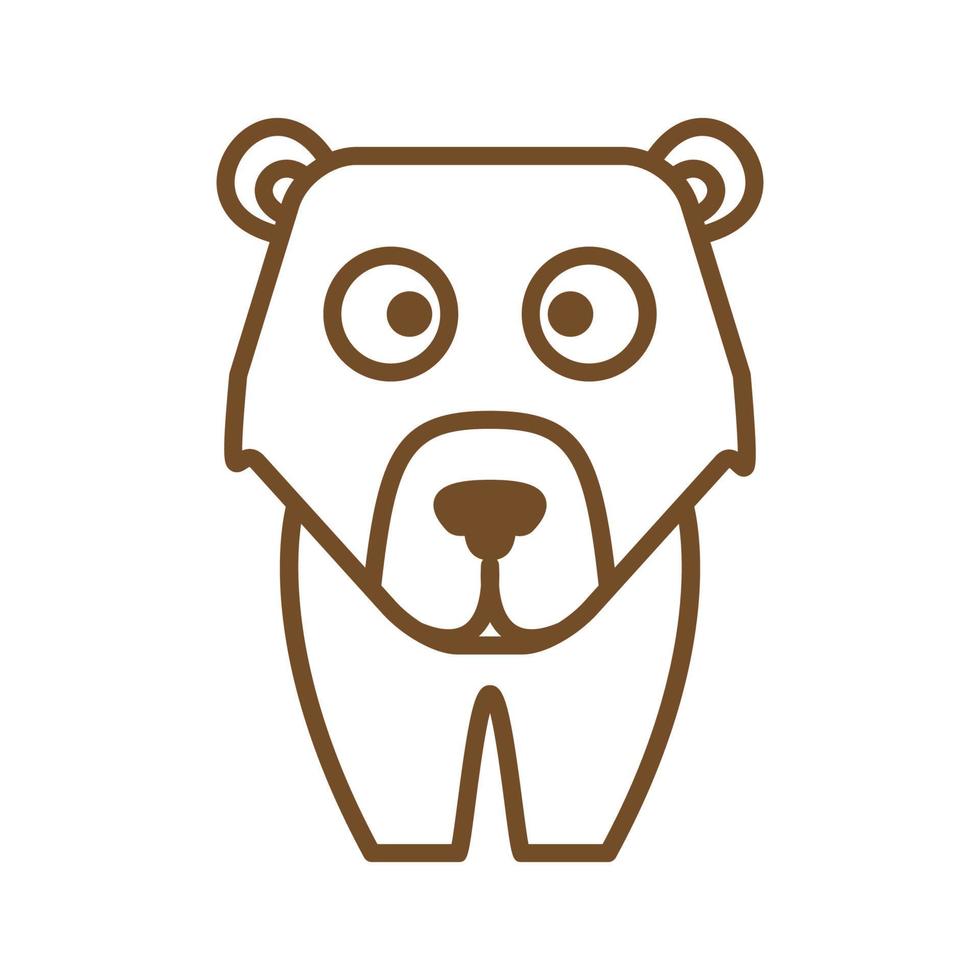 oso polar o oso grizzly o oso de miel esquema de arte de línea logotipo lindo diseño de ilustración vectorial vector