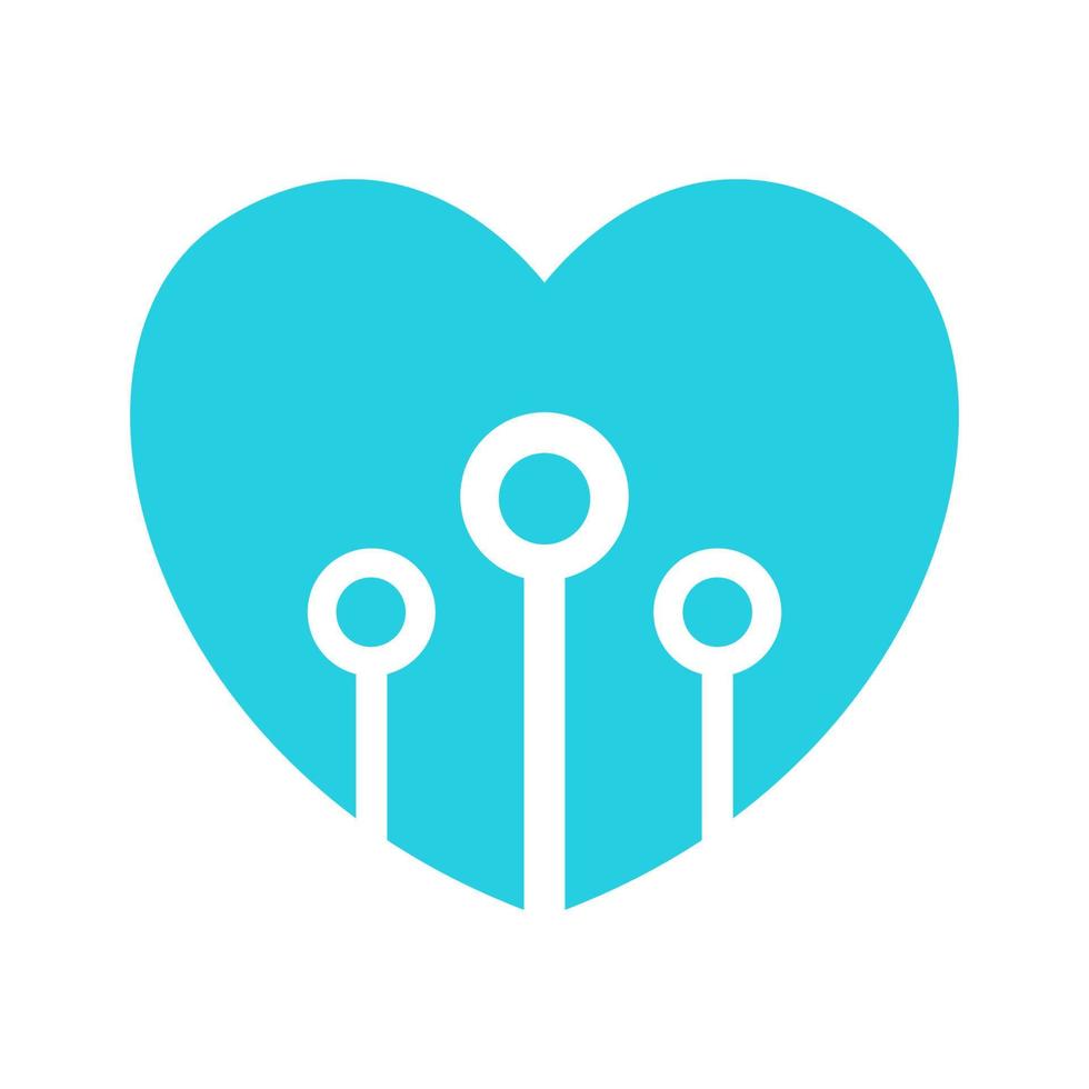 love shape with line connect dot tech logo symbol icon vector graphic design illustration idea creative