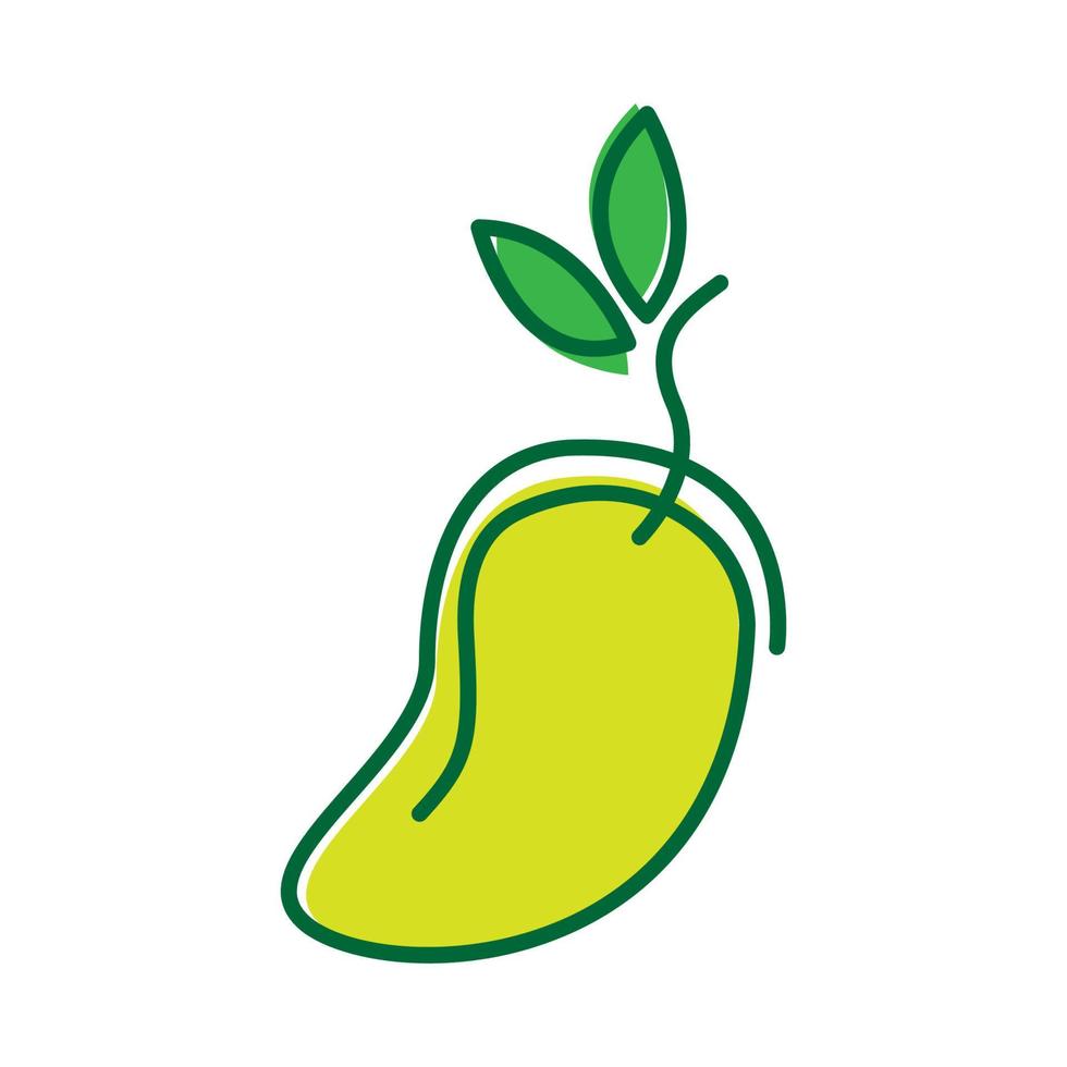 fruta fresca línea mango verde logotipo símbolo icono vector gráfico diseño ilustración idea creativa