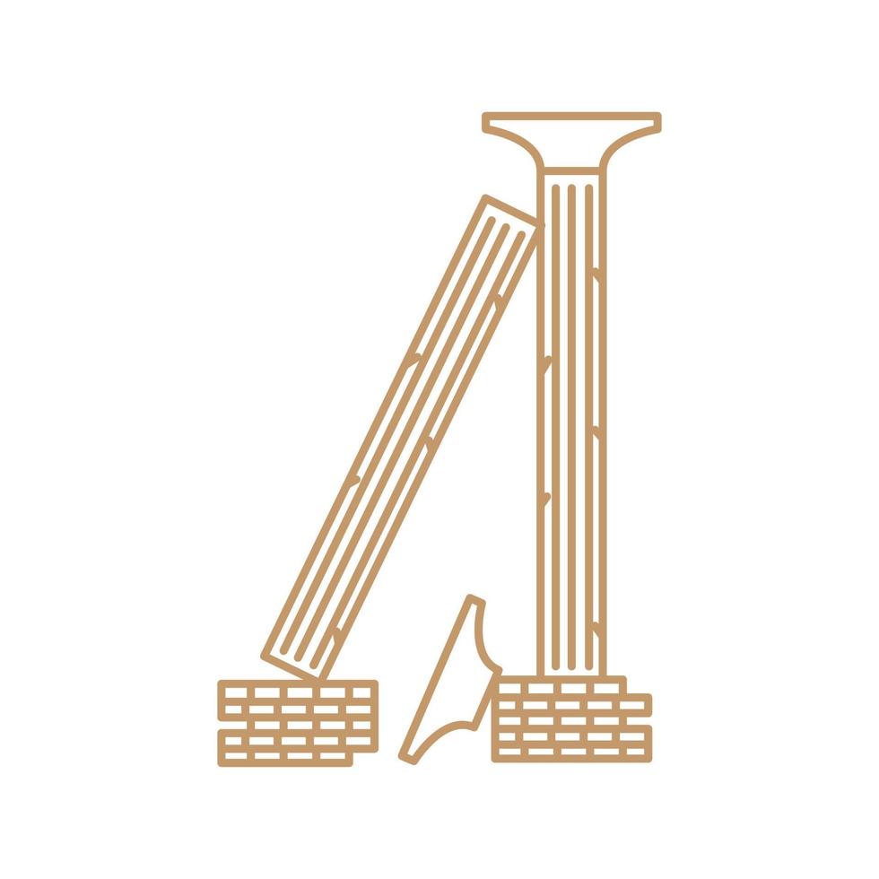 pole ruins building logo vector icon illustration design