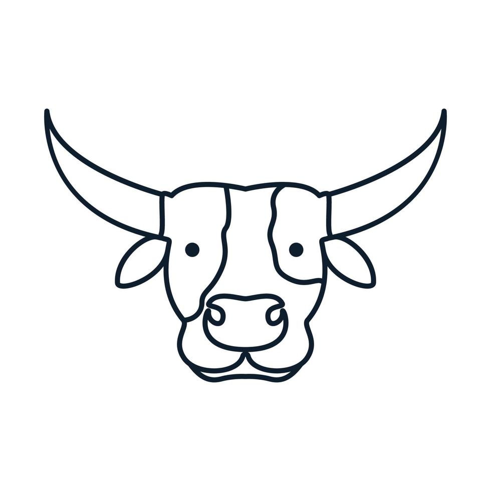 head cow or cattle line outline  hipster logo vector icon illustration