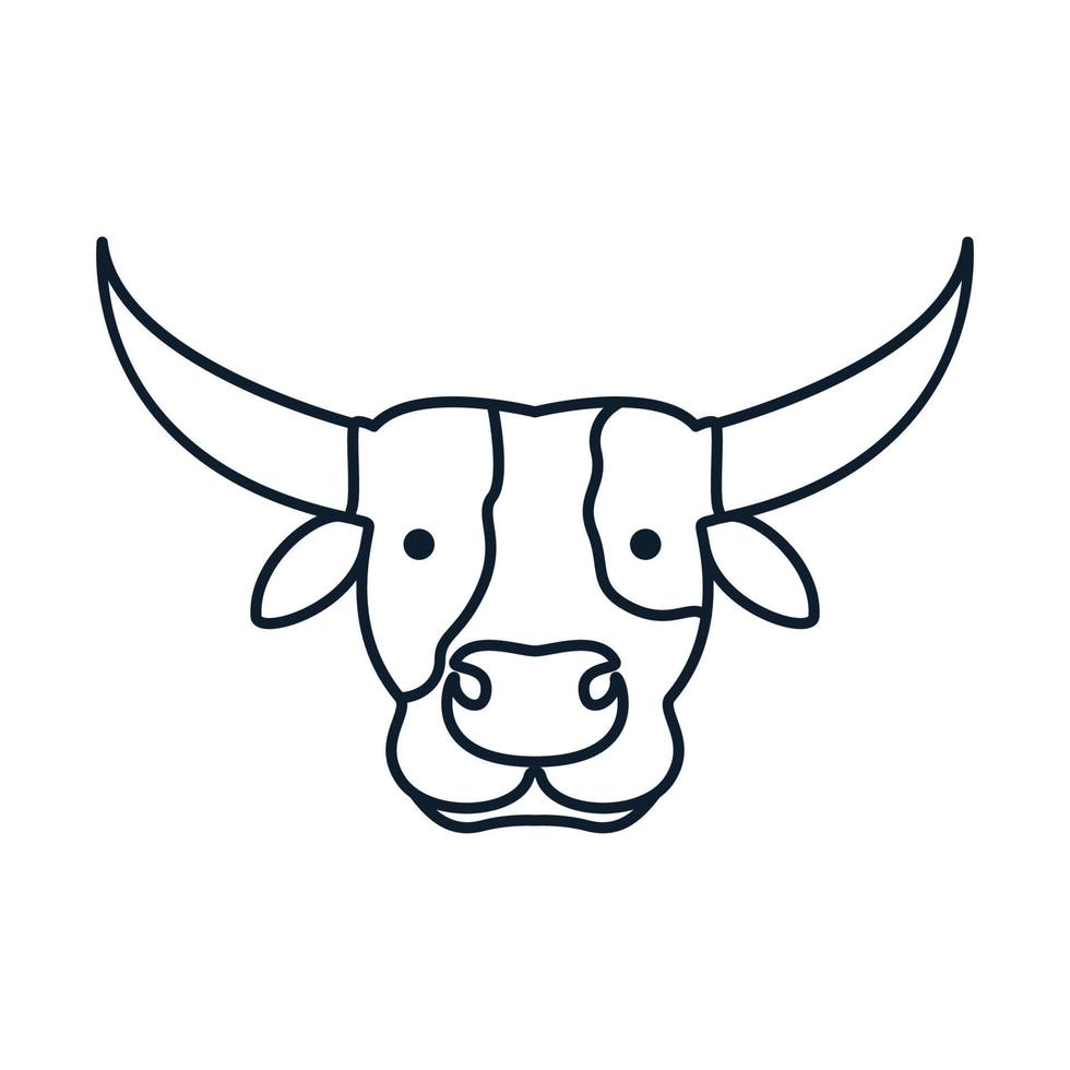 cabeza de vaca o línea de ganado contorno hipster logo vector icono ilustración