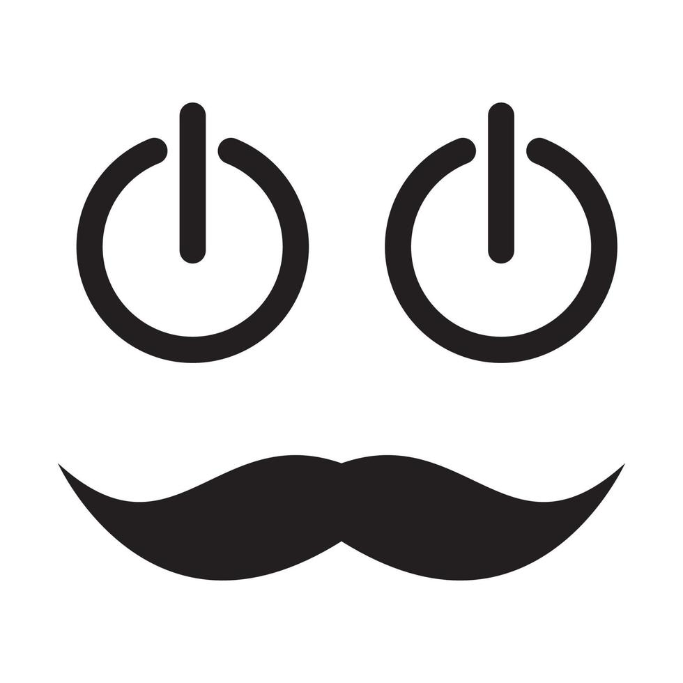 mustache with power button logo vector icon illustration design