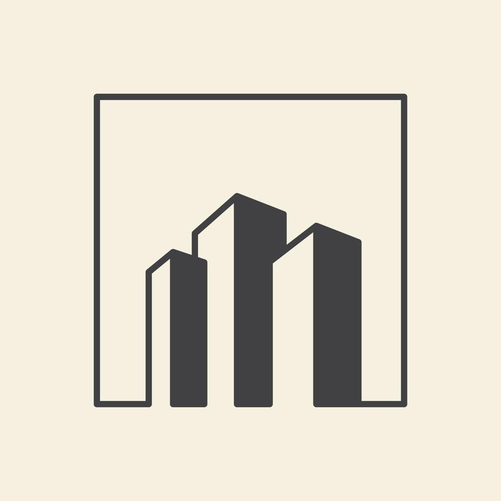 real estate or skyscraper or building simple square logo symbol icon vector graphic design illustration