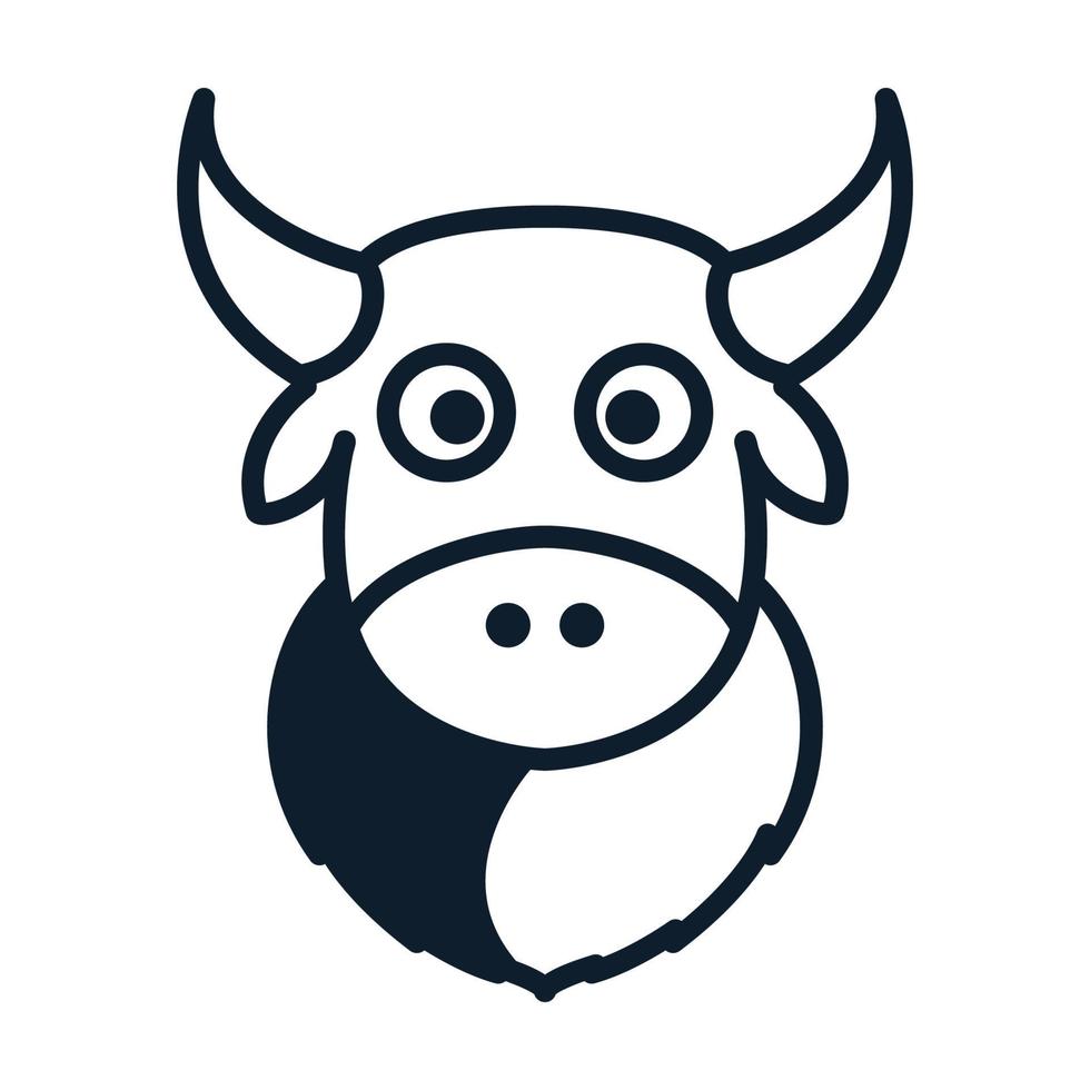 cabeza de vaca o ganado o vacas lecheras linda caricatura logo vector icono ilustración