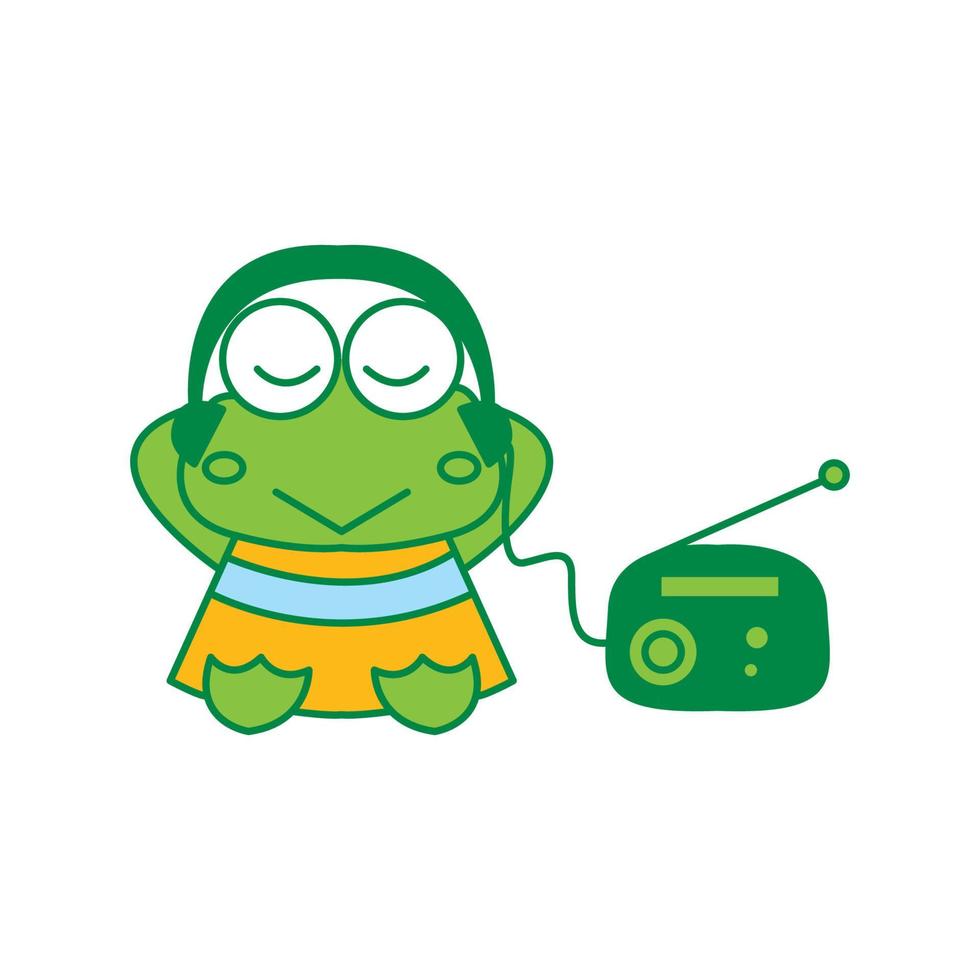 frog with music  cute cartoon modern logo icon vector illustration