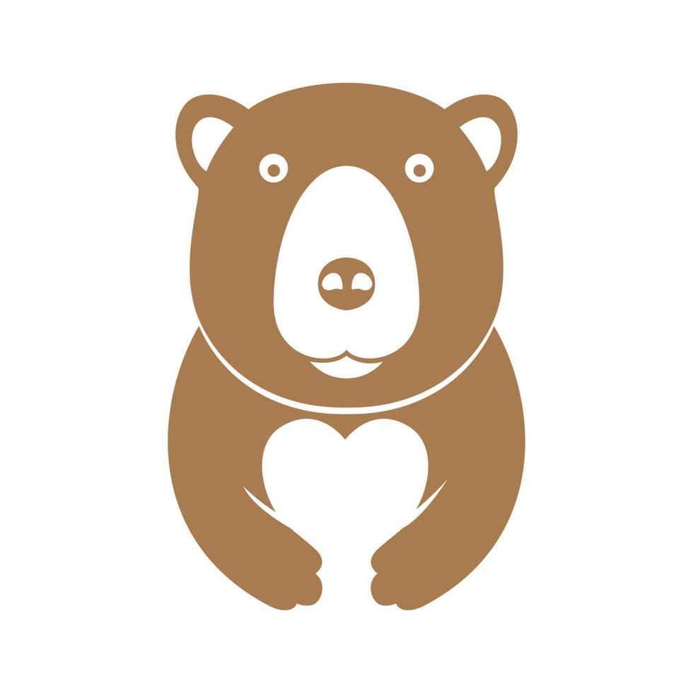 espacio negativo amor con oso logotipo símbolo icono vector diseño gráfico ilustración idea creativa