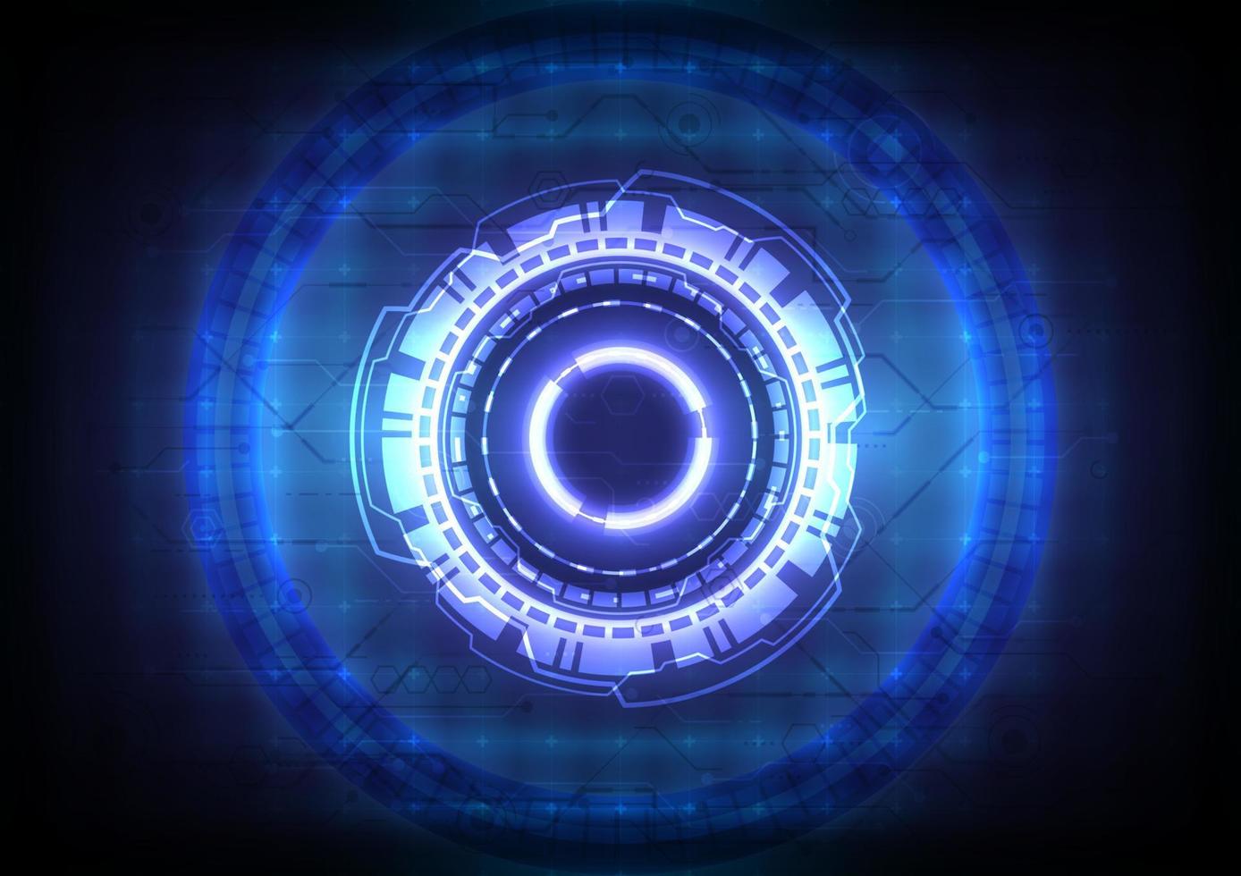 Futuristic Sci-Fi glowing HUD user. Digital infographic frame. Abstract hologram hi-tech background. Virtual reality technology connection of electric. Circle interface. Internet of data connection vector