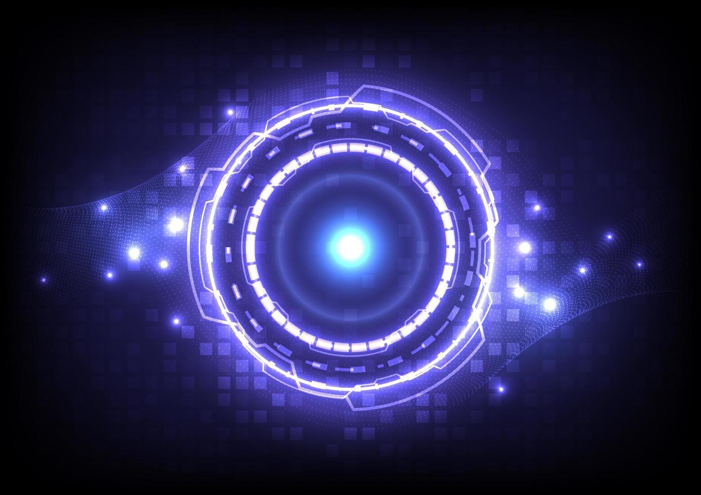 Futuristic Sci-Fi glowing HUD user. Digital infographic frame. Abstract hologram hi-tech background. Virtual reality technology electric innovation. Circuit board interface vector