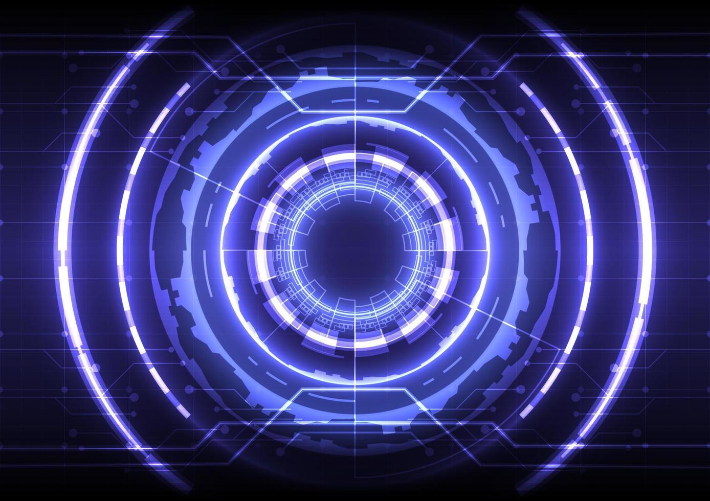 Futuristic Sci-Fi glowing HUD circle element. Abstract hi-tech background. 3D hologram particle of head-up display interface. Virtual reality technology of computer engineering vector