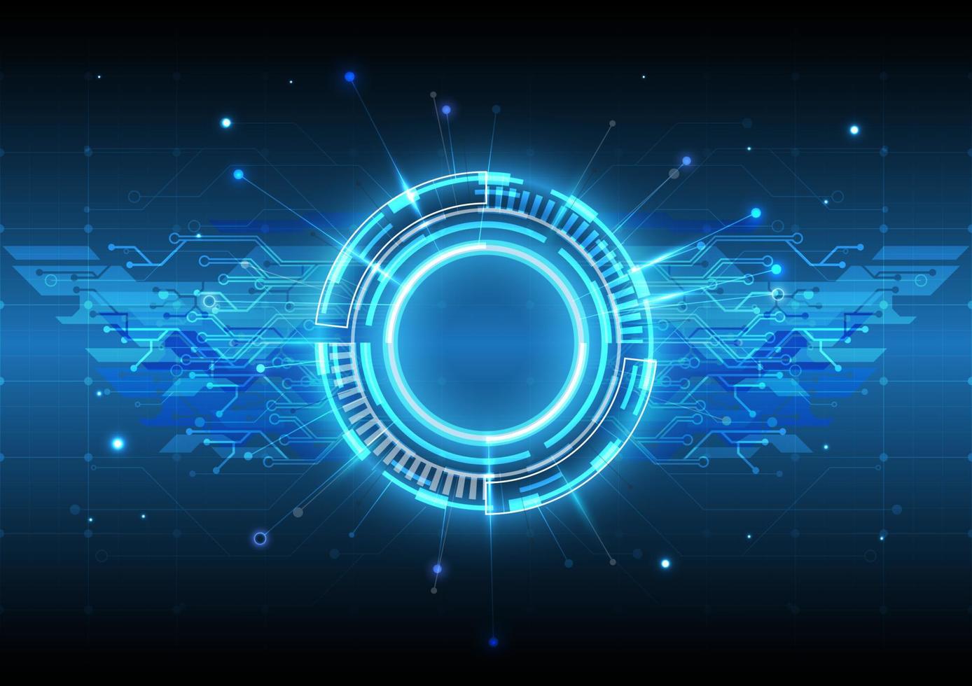 Futuristic Sci-Fi glowing HUD element. Abstract hi-tech particle background. Circuit lines of head-up display interface. Virtual reality technology innovation screen. Circle engineer hologram vector